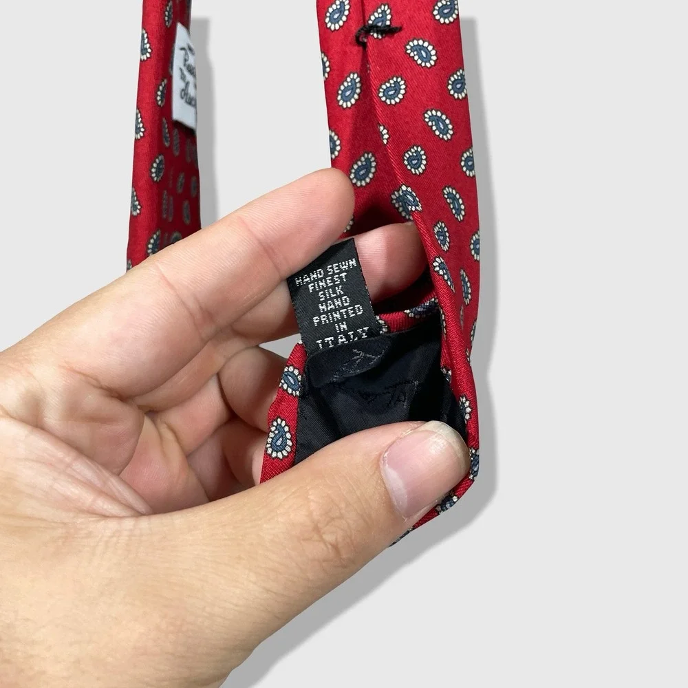 Robert Talbott Tie Mens OS Red Paisley Silk Preppy Old Money Aesthetic
